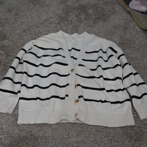 GAP Cream and Black Striped Cardigan